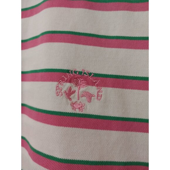 Polo Golf Ralph Lauren Green Pink White Striped Spring Island Logo Mens Sz L - Picture 3 of 9